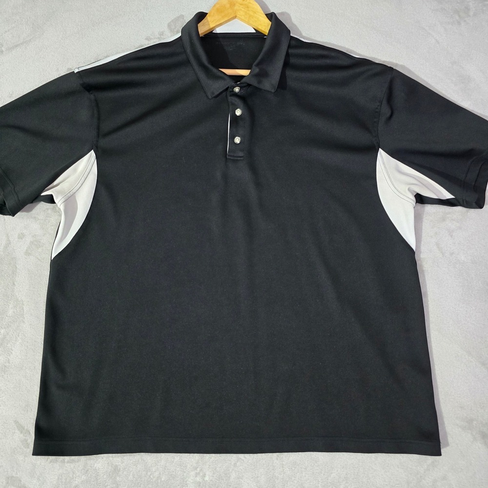 Exertek Mens XXL Black White Colorblock Performance Golf Polo Shirt